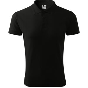 Férfi galléros pique póló, fekete, 200 g/m²