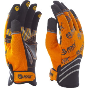 Mechanikai kesztyű, sárga-fekete tenyérfolttal,narancssárga kézháttal