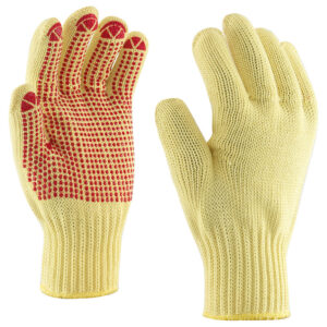 Négyszálas kötött Kevlar® kesztyű, PVC pontozással