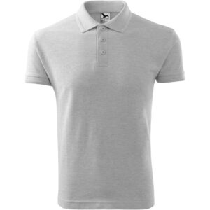 Férfi galléros pique póló, világosszürke melírozott, 200 g/m²