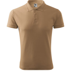 Férfi galléros pique póló, homok, 200 g/m²