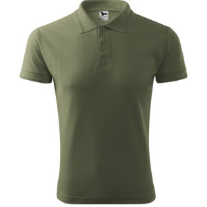 Férfi galléros pique póló, khaki, 200 g/m²