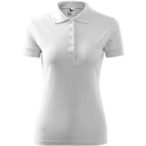 Női galléros pique póló, fehér, 200 g/m²