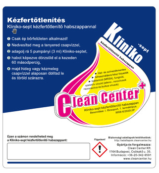 Kliniko-Sept kézfertőtlenítő HABszappan kísérőmatrica