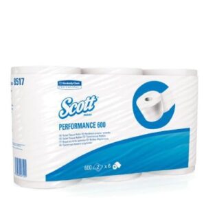 KC 8517 Scott 600 kistekercses WC papír,  RC, 2r,  fehér, 600lap,  9, 5×12cm,  6tek/cs