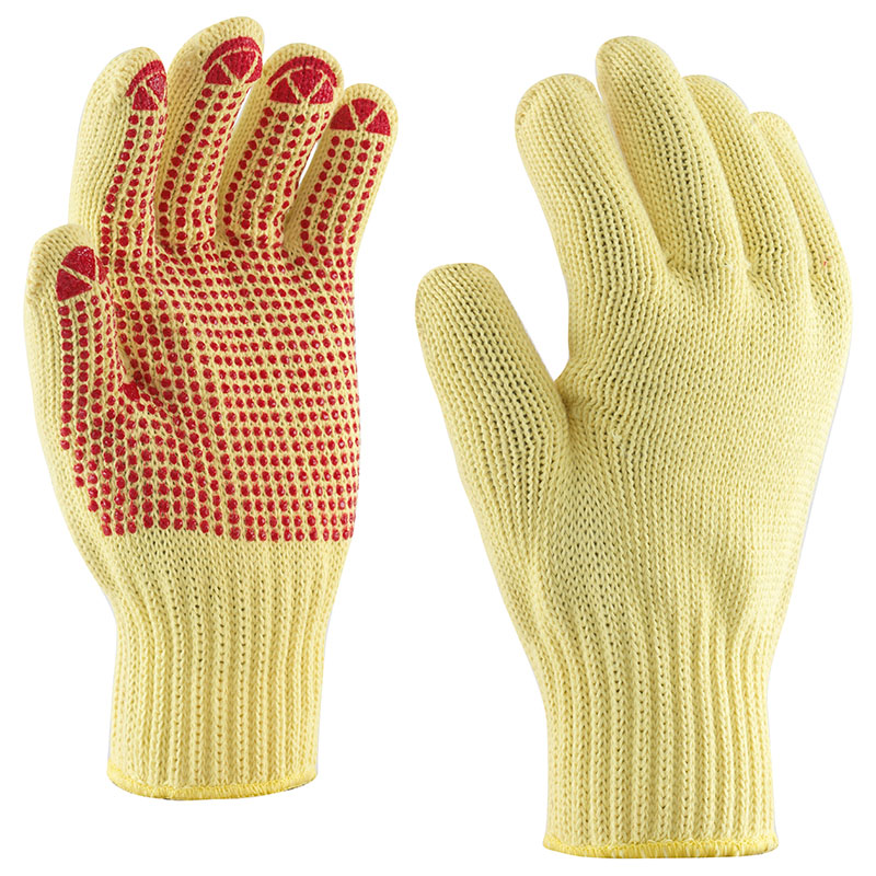 Négyszálas kötött Kevlar® kesztyű, PVC pontozással